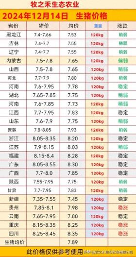 2024年12月14日明日猪价行情预测及报价表